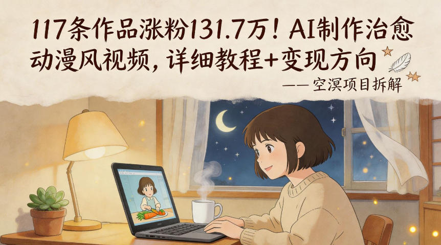 117条作品涨粉131.7W！AI制作治愈动漫风视频，详细教程+变现方向-淘金日记
