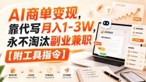 AI商单变现,靠代写月入1-3W,永不淘汰副业兼职【附工具指令】【揭秘】-淘金日记