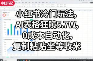 小红书冷门玩法,AI表格狂賺5.7W,0成本自动化,复制粘贴坐等收米-淘金日记