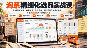 货架电商精细化选品实战课:掌握利润测算、赛道筛选、竞品分析、测款验证与差异化选品,打造淘宝天猫高利润选品体系-淘金日记