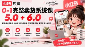 小红书店铺0-1完整卖货系统课5.0+6.0,新手保姆级教程·从0到1手把手实操·掌握流量密码·实现稳定出单变现-淘金日记