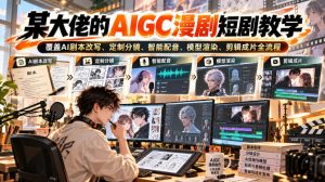 某大佬的AIGC漫剧短剧教学,覆盖AI剧本改写、定制分镜、智能配音、模型渲染、剪辑成片全流程-淘金日记
