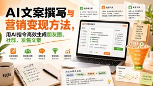 AI文案撰写与营销变现方法，用AI指令高效生成朋友圈、社群、发售文案-淘金日记