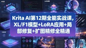 Krita AI第12期全能实战课,XL/F1模型+LoRA应用+局部修复+扩图精修全精通-淘金日记