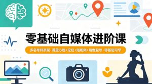 零基础自媒体进阶课,多名导师亲授,覆盖心理+定位+短视频+瑜伽起号,零基础可学-淘金日记