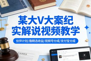 某大V大案纪实解说视频教学,可做伙伴计划、撸精选收益,视频号和支付宝分成计划均可-淘金日记