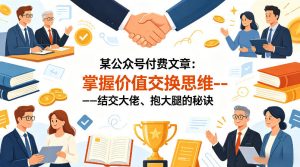 某公众号付费文章:掌握价值交换思维—-结交大佬、抱大腿的秘诀-淘金日记