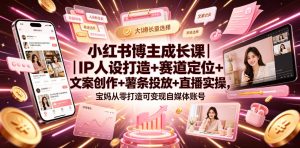 小红书博主成长课|IP人设打造+赛道定位+文案创作+薯条投放+直播实操,宝妈从零打造可变现自媒体账号-淘金日记