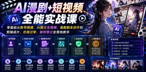 AI漫剧+短视频全能实战课|零基础从账号搭建、AI图文生视频、漫剧剧本创作到剪辑成片、合规过审、版权登记全落地教学-淘金日记