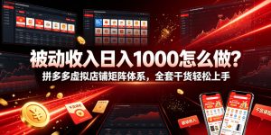 被动收入日入1000怎么做?拼多多虚拟店铺矩阵体系,全套干货轻松上手【揭秘】-淘金日记