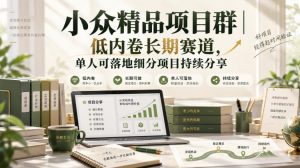 小众精品项目群|低内卷长期赛道,单人可落地细分项目持续分享-淘金日记