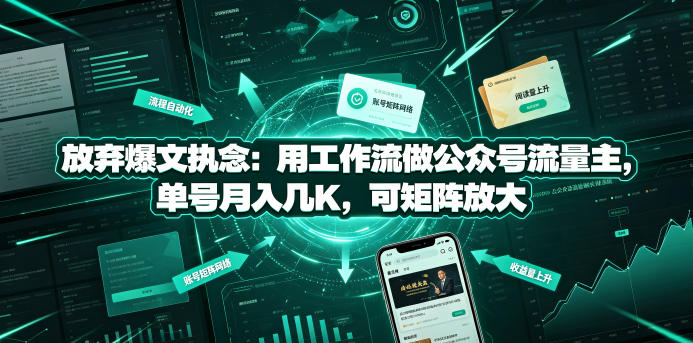 放弃爆文执念：用工作流做公众号流量主，单号月入几K，可矩阵放大-淘金日记