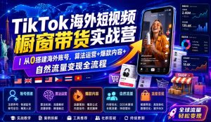 TikTok海外短视频橱窗带货实战营|从0搭建海外账号,算法运营+爆款内容+自然流量变现全流程-淘金日记