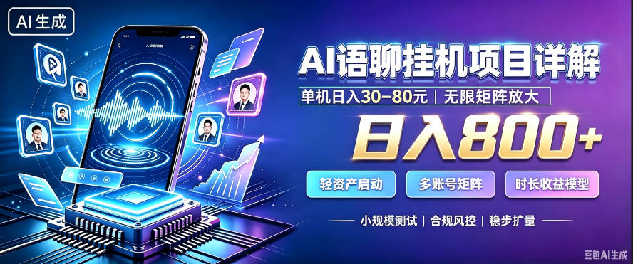 AI聊天挂G项目，日入800+，适用个人副业，支持工作室矩阵操作，放大收益【揭秘】-淘金日记