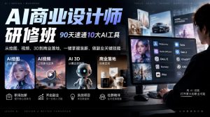 AI商业设计师研修班,90天速通10大AI工具,从绘图、视频、3D到商业落地,一键掌握涨薪、做副业关键技能-淘金日记