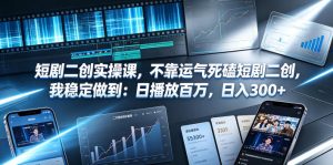 短剧二创实操课,不靠运气死磕短剧二创,我稳定做到:日播放百万,日入300+-淘金日记