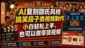 AI复刻邵氏风格搞笑段子类视频制作,小白轻松上手,也可以做带货视频-淘金日记
