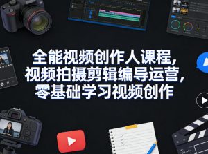 全能视频创作人课程,视频拍摄剪辑编导运营,零基础学习视频创作(更新2026年4月)-淘金日记
