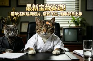 最新宝藏赛道!猫咪还原经典港片,涨粉飞快,新手简单上手-淘金日记