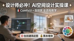 设计师必冲！AI空间设计实操课，ComfyUI+自创家全教学，告别通宵赶图，降本增效-淘金日记