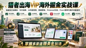 猎者出海VIP海外掘金实战课:涵盖独立站、SEO站群、AI变现、联盟营销、Pinterest引流、Fiverr接单与海外流量套利,掌握多渠道賺美金玩法-淘金日记