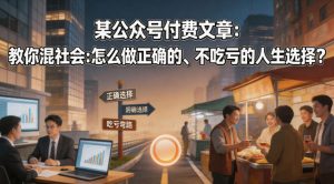 某公众号付费文章:教你混社会:怎么做正确的、不吃亏的人生选择?-淘金日记