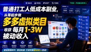 普通打工人低成本副业,从零起步做多多虚拟类目,收获每月1-3W被动收入【揭秘】-淘金日记