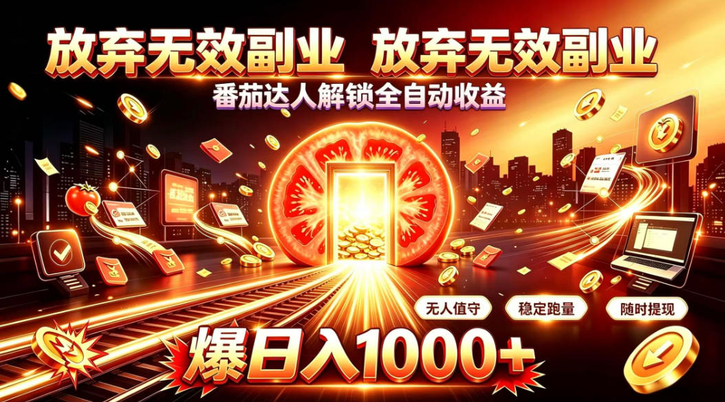 放弃无效副业，番茄达人解锁全自动收益，日入1k+，门槛最低的线上轻资产项目【揭秘】-淘金日记