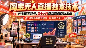 淘宝无人直播独家技术，无违规不封号，24小时自动直播自动出单，可矩阵多账号放大，旺季马上来了【揭秘】-淘金日记