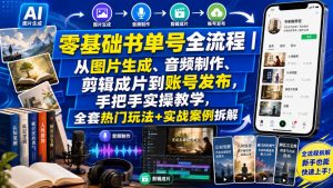 零基础书单号全流程|从图片生成、音频制作、剪辑成片到账号发布,手把手实操教学,全套热门玩法+实战案例拆解-淘金日记