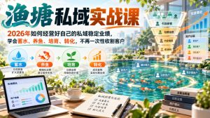 渔塘私域实战课,2026年如何经营好自己的私域稳定业绩,学会蓄水、养鱼、培育、转化,不再一次性收割客户-淘金日记