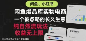 闲鱼小红书实物电商,纯自然流玩法,一个被忽略的长久生意,收益无上限【揭秘】-淘金日记