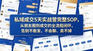 私域成交5天实战营完整SOP,从朋友圈到成交的全流程闭环,告别不敢发、不会聊、卖不掉-淘金日记