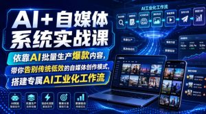 AI+自媒体系统实战课,依靠AI批量生产爆款内容,带你告别传统低效的自媒体创作模式,搭建专属AI工业化工作流-淘金日记