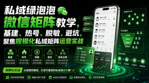 私域绿泡泡微信矩阵教学,基建、热号、脱敏、避坑,聚焦规模化私域矩阵运营实战-淘金日记