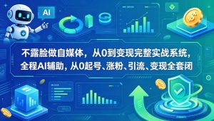 不露脸做自媒体,从0到变现完整实战系统,全程AI辅助,从0起号、涨粉、引流、变现全套闭环-淘金日记