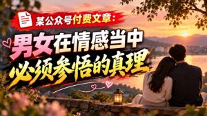 某公众号付费文章:男女在情感当中必须参悟的真理-淘金日记