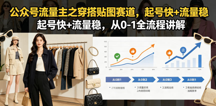 公众号流量主之穿搭贴图赛道，起号快+流量稳，从0-1全流程讲解-淘金日记