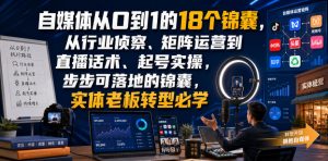 自媒体从0到1的18个锦囊,从行业侦察、矩阵运营到直播话术、起号实操,步步可落地的锦囊,实体老板转型必学-淘金日记