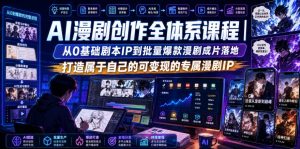 AI漫剧创作全体系课程|从0基础剧本IP到批量爆款漫剧成片落地,打造属于自己的可变现的专属漫剧IP-淘金日记