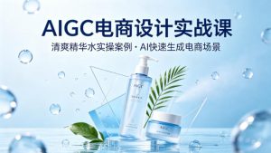 AIGC电商设计实战课,以清爽精华水为实操案例,教你用AI快速生成电商场景-淘金日记