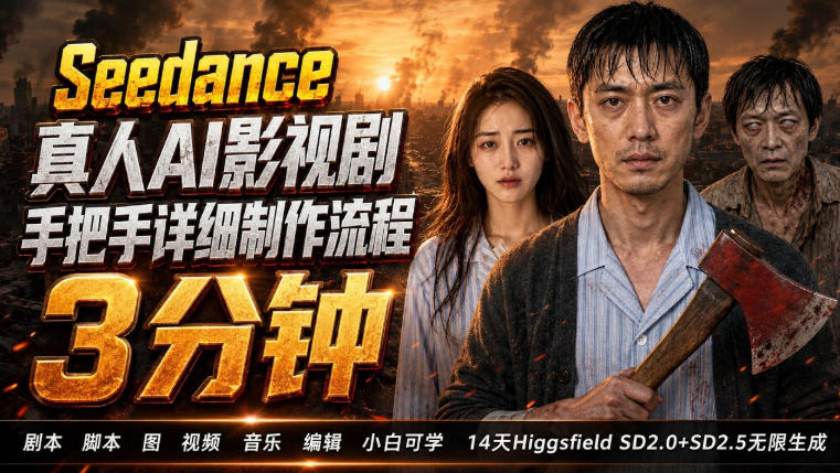 3分钟真人AI影视剧怎么做？SD 2.0手把手完整制作流程｜Higgsfield 14天SD 2.0/2.5无限生成-淘金日记