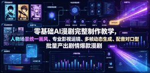 零基础AI漫剧完整制作教学，人物场景统一画风、专业影视运镜、多帧动态生成、配音对口型，批量产出剧情爆款漫剧-淘金日记