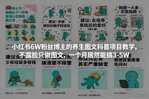 小红书6W粉丝博主的养生图文科普项目教学，不露脸只做图文，一个月居然能搞3-5W-淘金日记