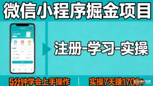 微信小程序掘金项目,项目很简单,5分钟就能学会上手操作,实操7天賺了1700+【揭秘】-淘金日记