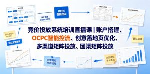 竞价投放系统培训直播课｜账户搭建、OCPC智能控流、创意落地页优化、多渠道矩阵投放、团队管理与副业变现全阶实战-淘金日记