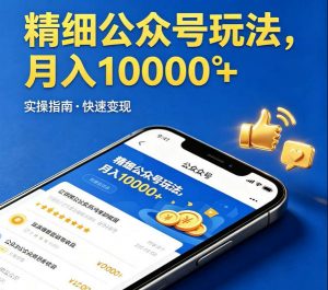精细化公众号玩法，我们给你提供文章，你来负责发布，收益可观，月入1W+【揭秘】-淘金日记