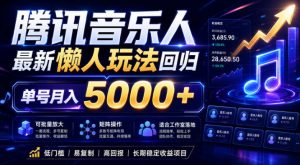2026腾讯音乐人懒人项目,全自动无脑挂G,单号月入5000+,可批量放大矩阵,适合工作室落地【揭秘】-淘金日记