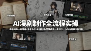 AI漫剧制作全流程实操,零基础从小说改编-角色场景-分镜生成-剪辑成片一步到位,小白也能独立做漫剧-淘金日记