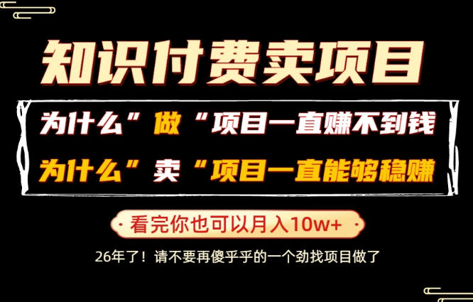 普通人为什么能够靠卖项目轻松月入10W+，而做项目却容易成炮灰，卖项目为什么能够稳賺不赔？【揭秘】-淘金日记